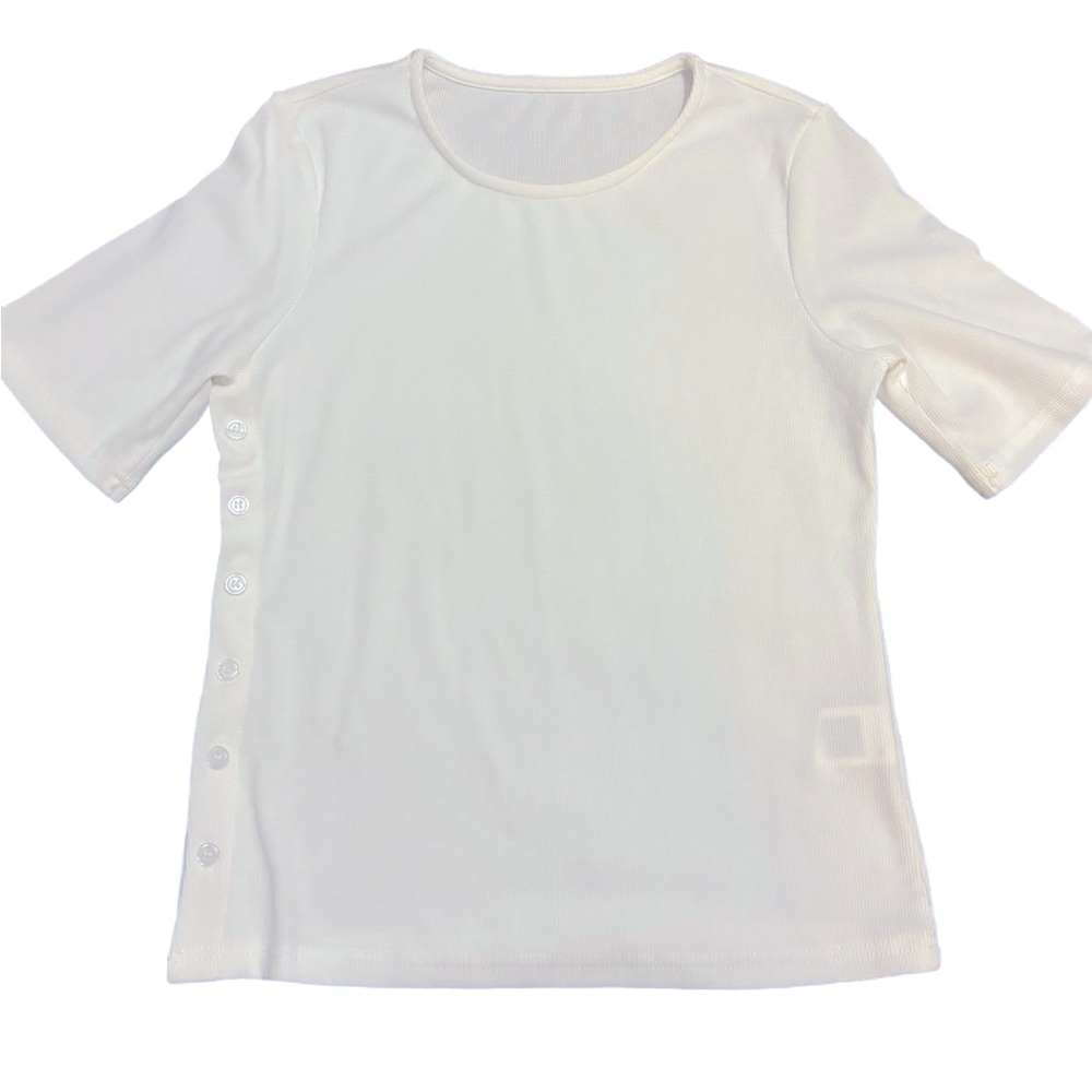Dazy Side Button Ribbed T-Shirt - Picture 2 of 4